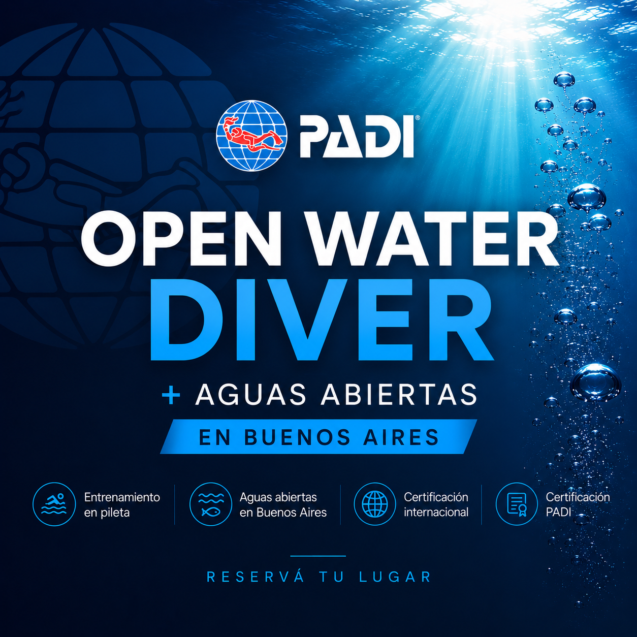 PADI Open Water Diver + Aguas Abiertas en Buenos Aires